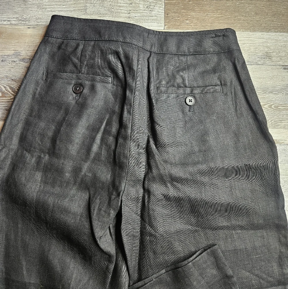 Banana Republic NEW 100% Linen High Rise Pleated Pants Black Size 0